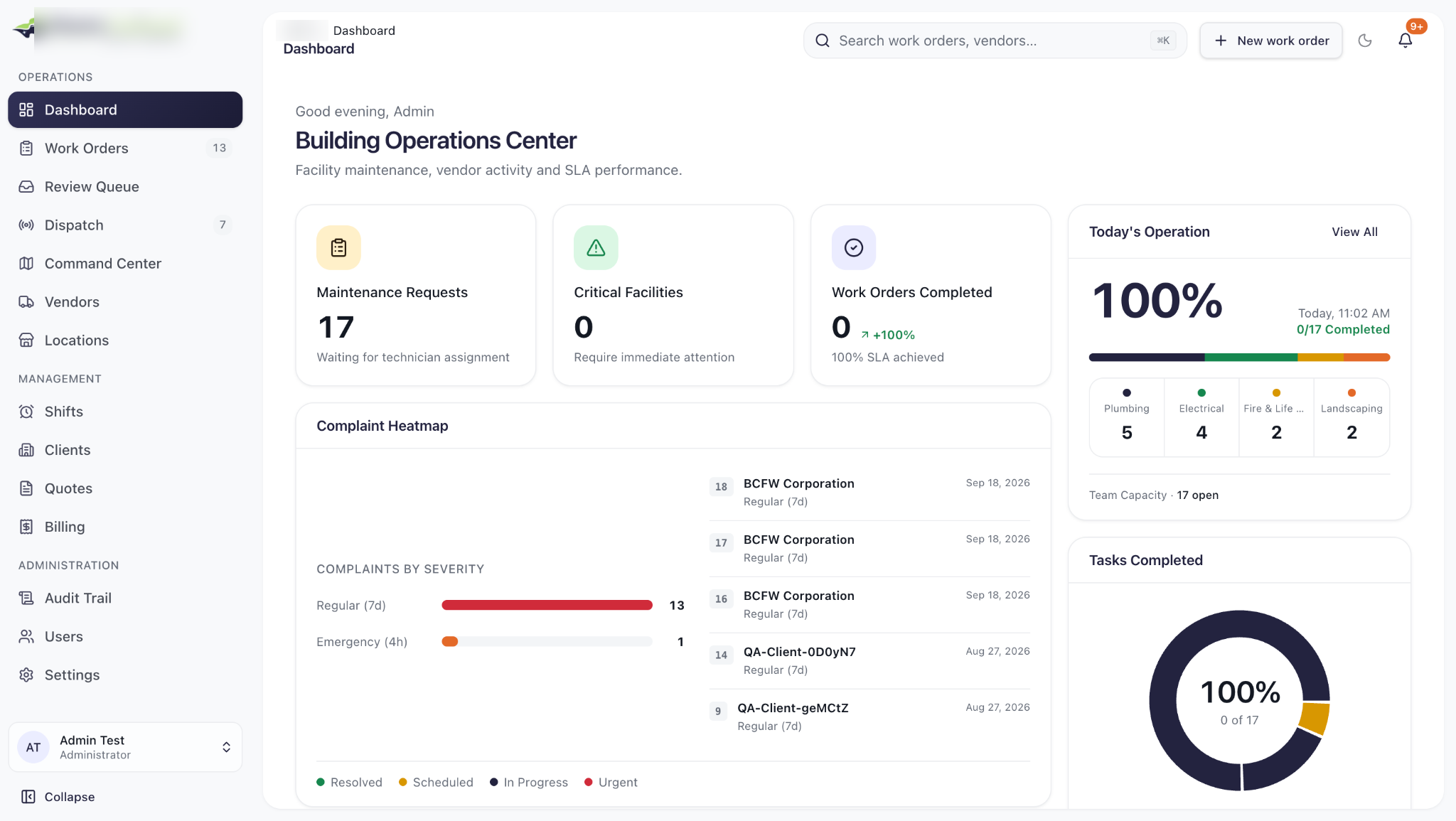 Facilities Operations Platform — AI ops platform